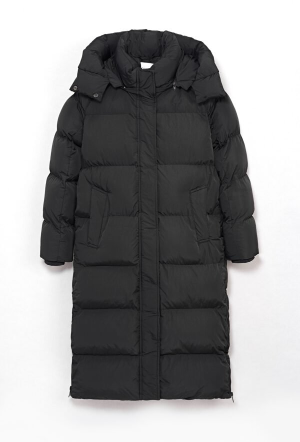 Lange Puffer Jas met Afneembare Capuchon Zwart - Afbeelding 5