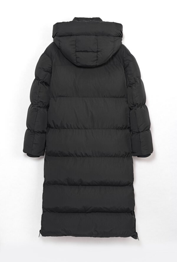Lange Puffer Jas met Afneembare Capuchon Zwart - Afbeelding 6