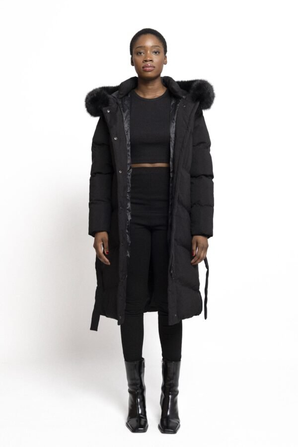 Zwart Puffer Jas met Luxe Bontkraag - Afbeelding 2