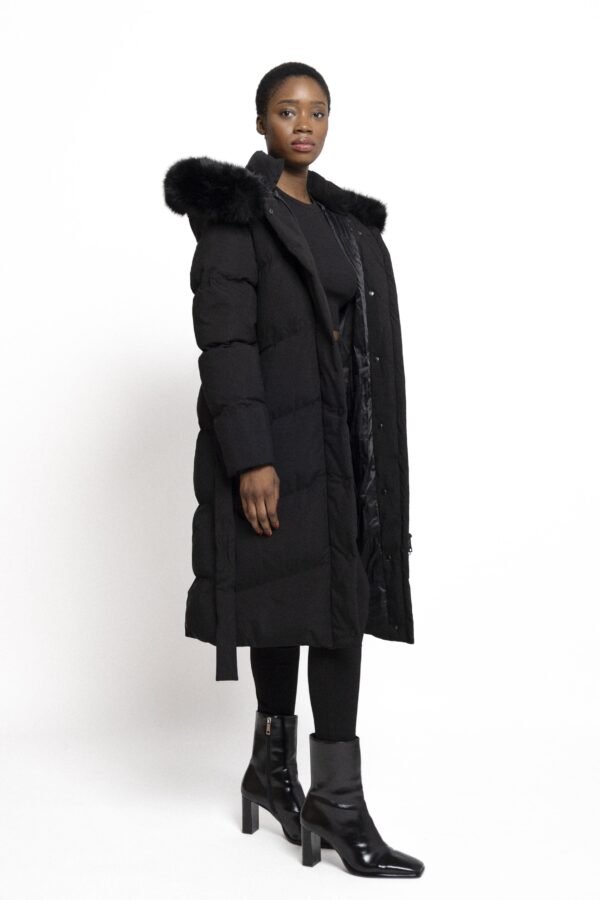 Zwart Puffer Jas met Luxe Bontkraag - Afbeelding 3