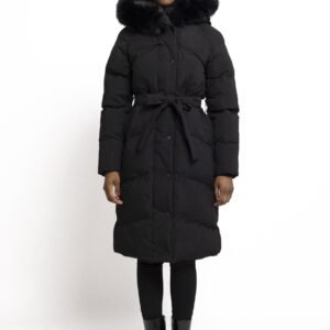 Zwart Puffer Jas met Luxe Bontkraag