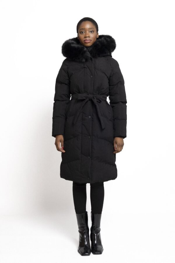 Zwart Puffer Jas met Luxe Bontkraag