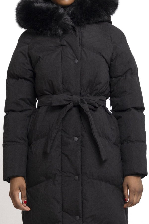 Zwart Puffer Jas met Luxe Bontkraag - Afbeelding 4