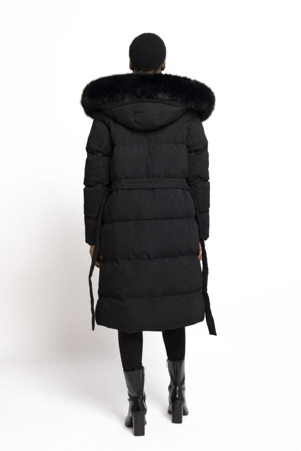 Zwart Puffer Jas met Luxe Bontkraag - Afbeelding 5