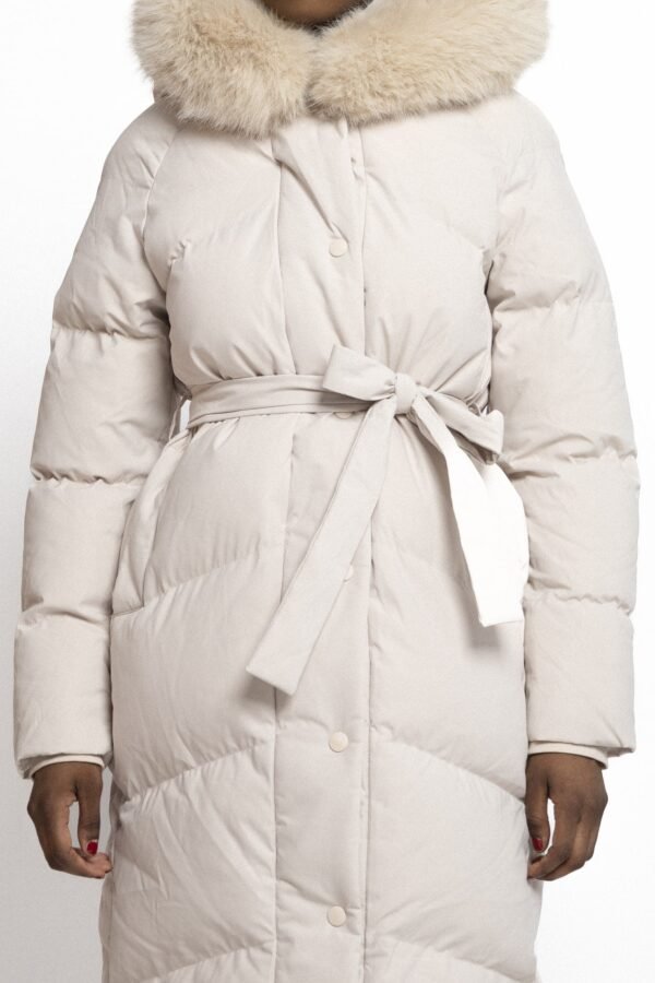 Beige Puffer Jas met Luxe Bontkraag - Afbeelding 4