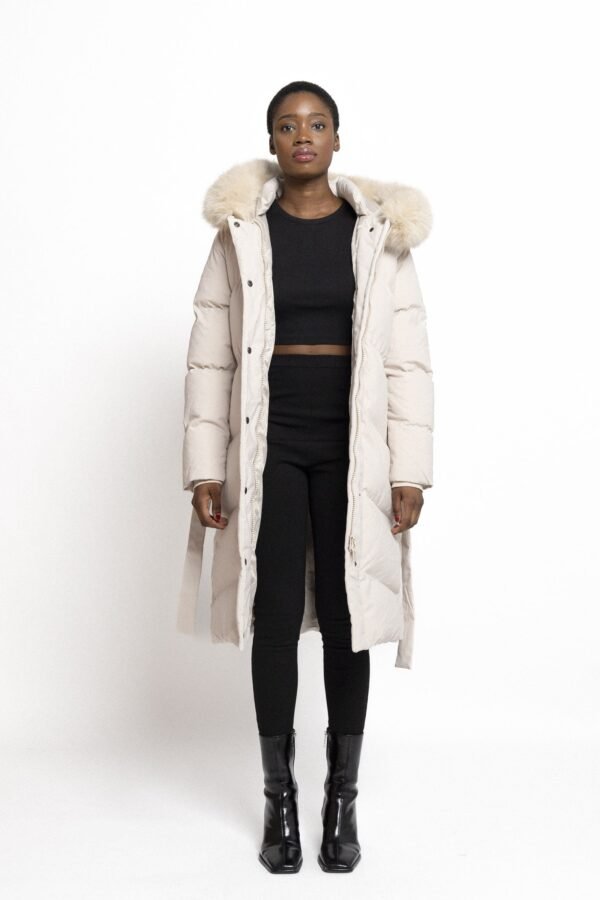 Beige Puffer Jas met Luxe Bontkraag - Afbeelding 3