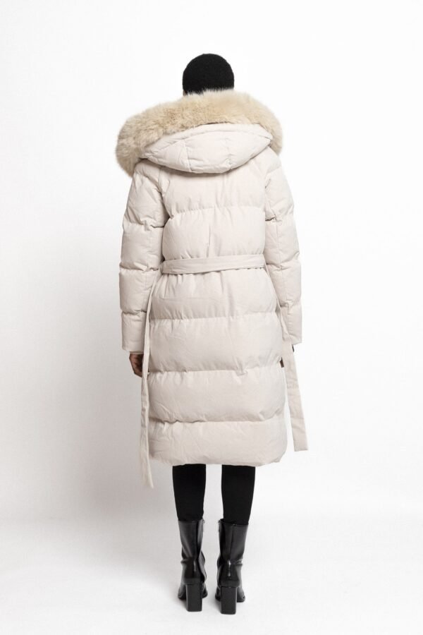 Beige Puffer Jas met Luxe Bontkraag - Afbeelding 5