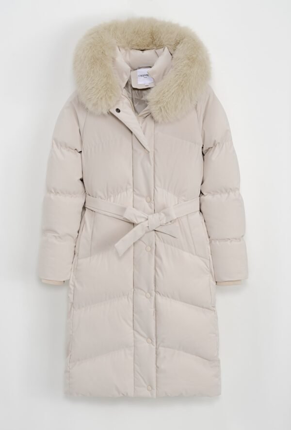 Beige Puffer Jas met Luxe Bontkraag - Afbeelding 6