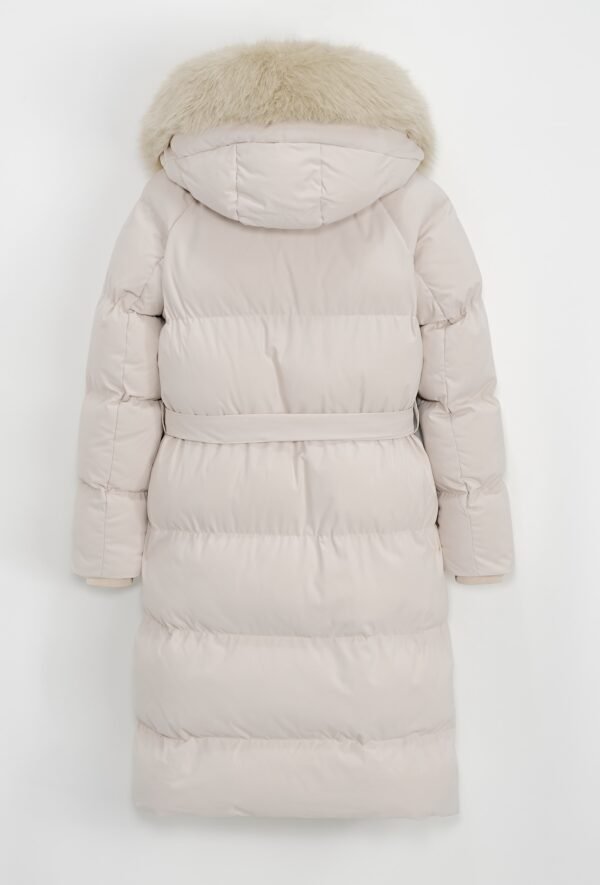 Beige Puffer Jas met Luxe Bontkraag - Afbeelding 7
