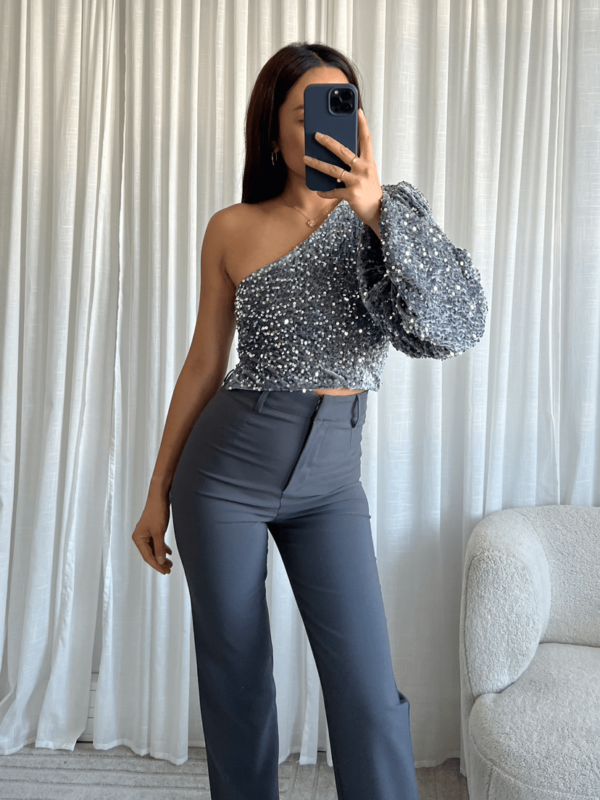 One Schoulder Pailletten Top - Afbeelding 7