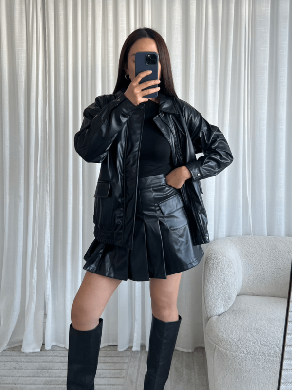 Zwarte Skort (PU) - Afbeelding 3