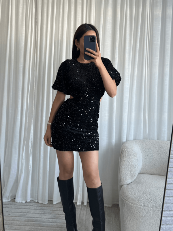 Glitter Party Jurk met Open Rug - Afbeelding 2