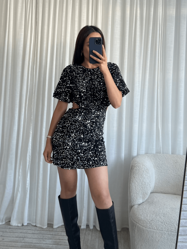 Glitter Party Jurk met Open Rug - Afbeelding 4