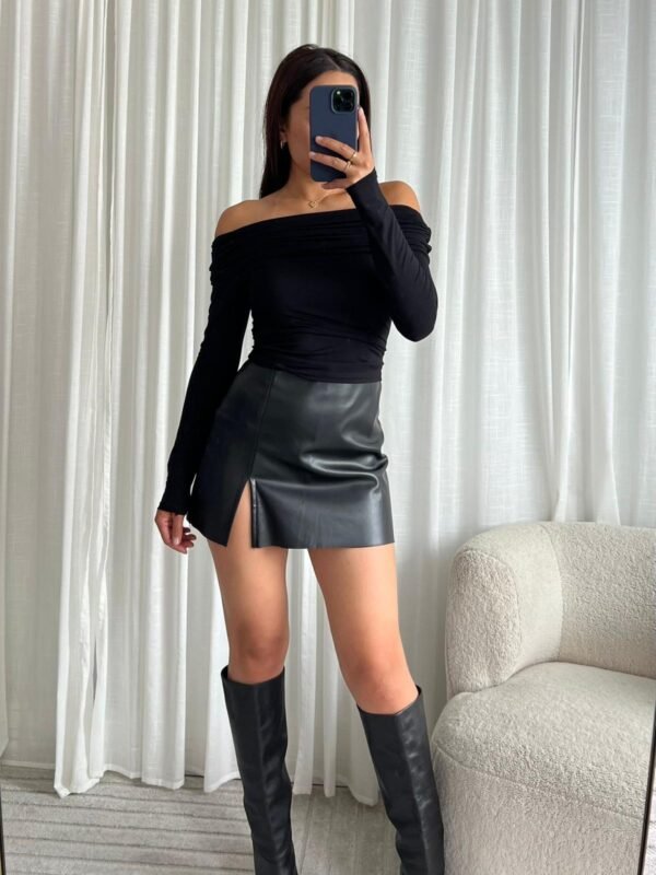 Leren Skort met split