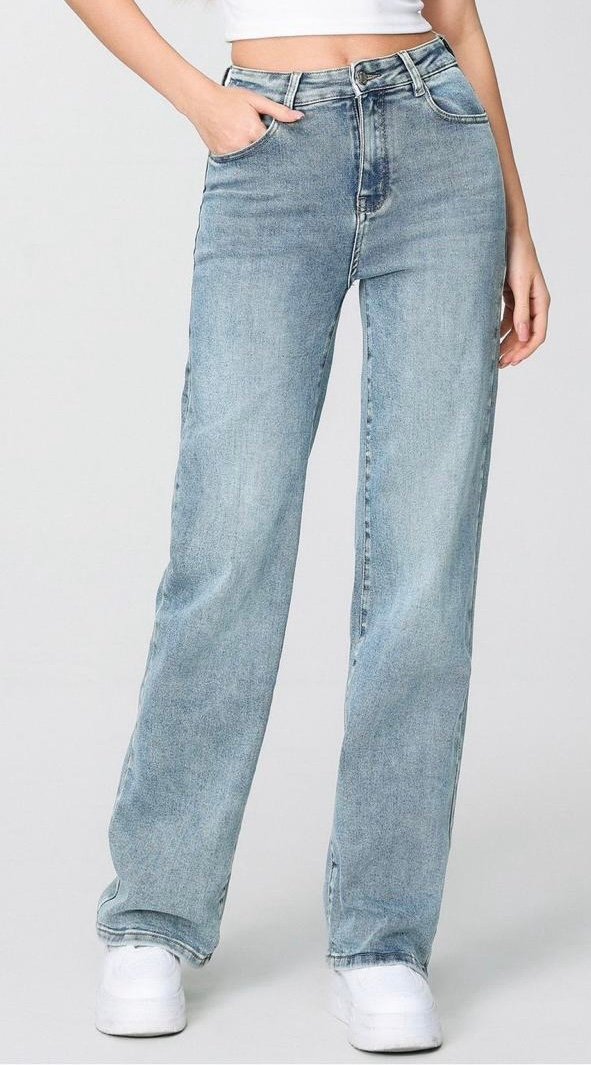 Super Stretchy Wide Leg Middelblue