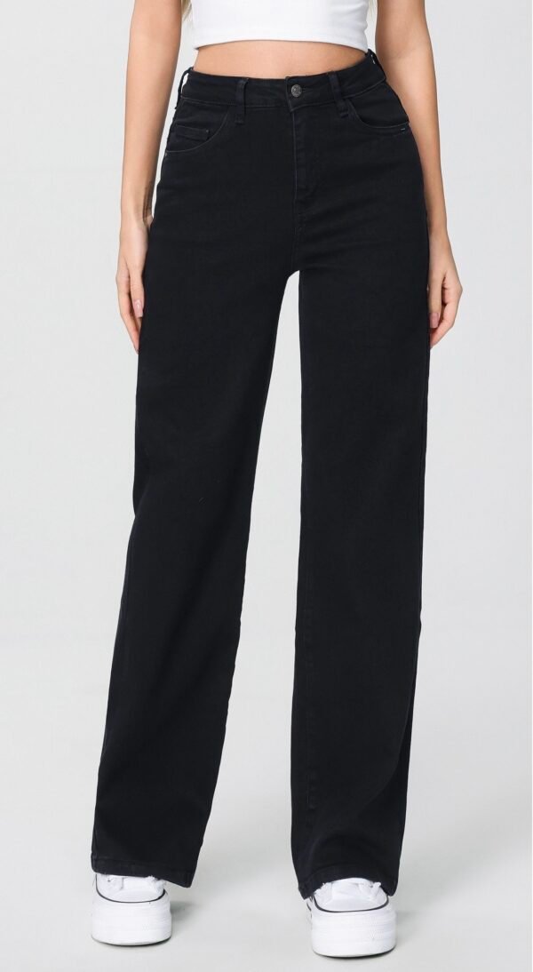 Super Stretch Wide Leg Jeans Zwart 38 t/m 48