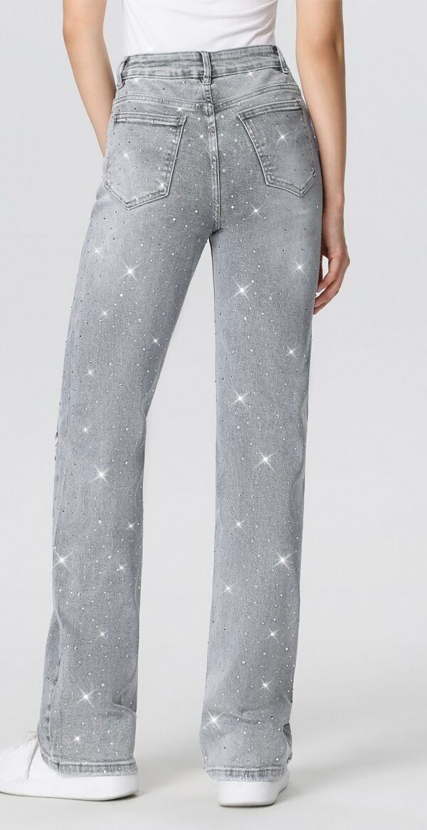 Super Stretch Rhinestone Jeans – Grijs - Afbeelding 2