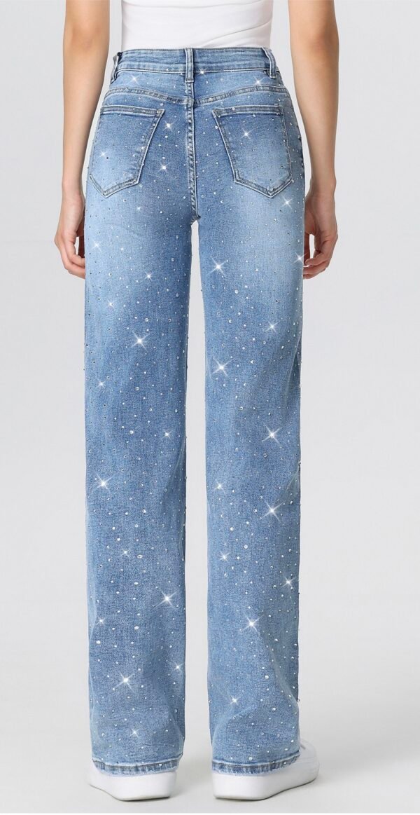 Super Stretch Rhinestone Jeans – Medium Blauw - Afbeelding 2