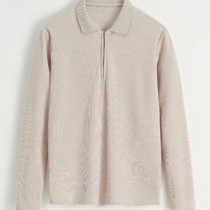 LAVK Beige Zip Polo Longsleeve