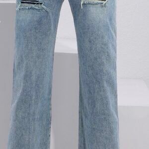 Lichtblauwe Destroyed Wide Leg Jeans – Contrast Zak