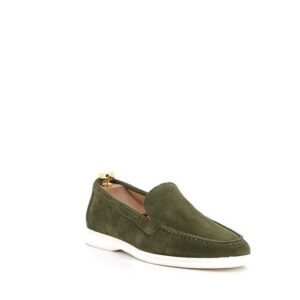 Olijfgroene Suède Loafers