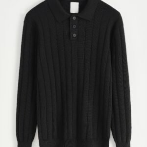 LAVK Black Knit Polo