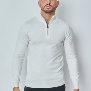 LAVK White Half-Zip Sweater