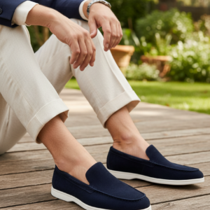 Navy Suède Loafers