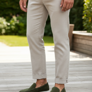 Olijfgroene Suède Loafers