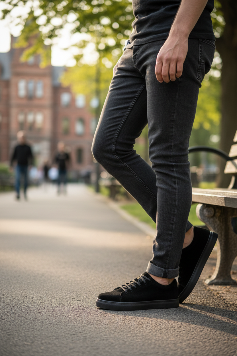 Heren Sneakers van Echt Leer Zwart