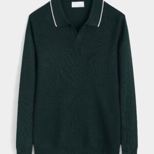 LAVK Classic Knit Polo Longsleeve Forest Green